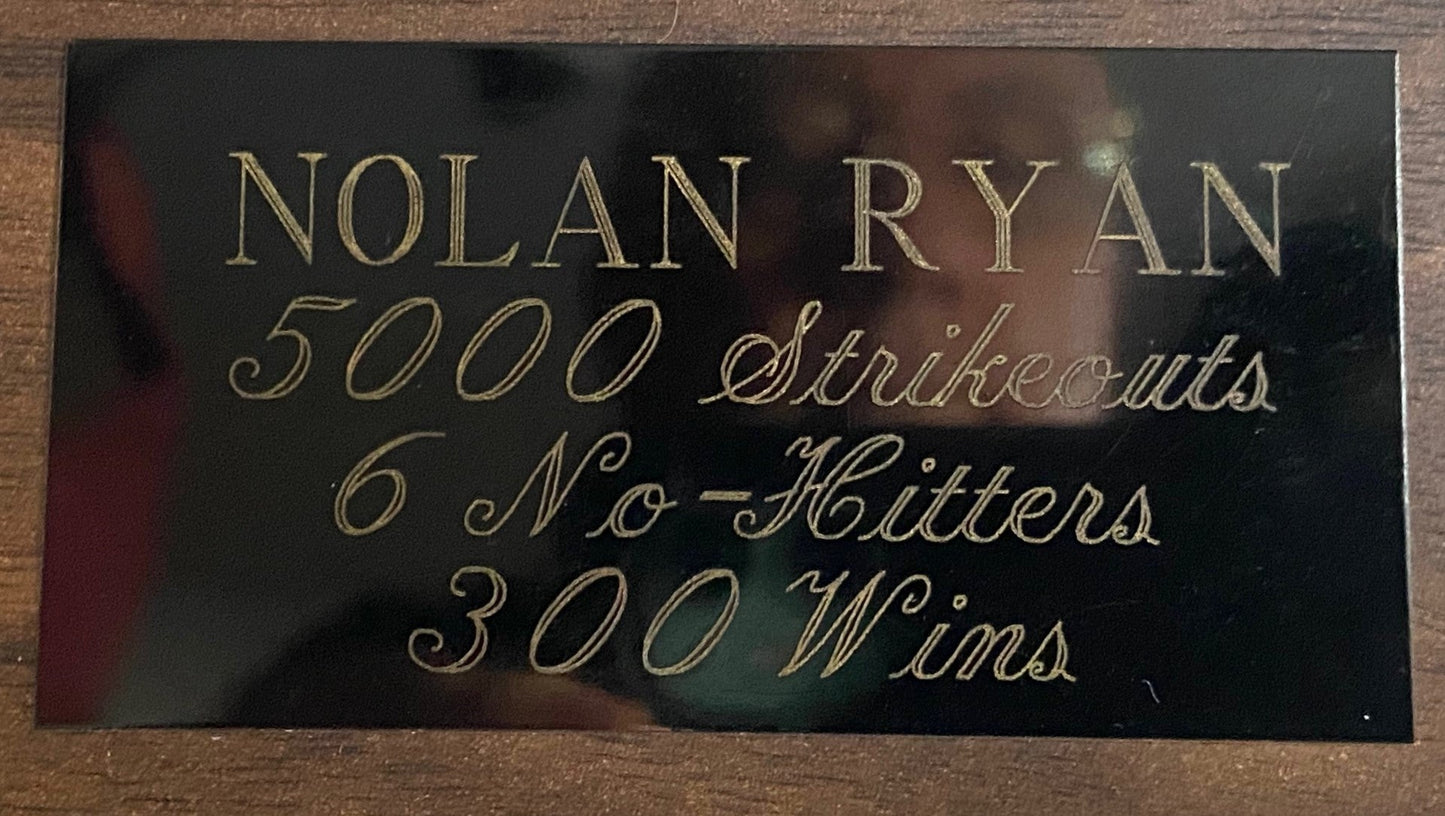 Nolan Ryan 1990 Commemorative Used Wood Wall Plaque