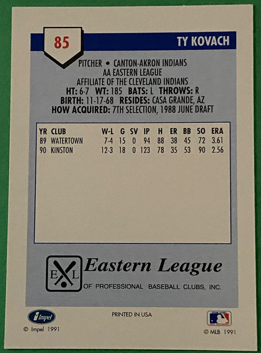 (Update) Ty Kovach 1991 MiLB Pre-Rookie Card #85 Canton-Akron Indians