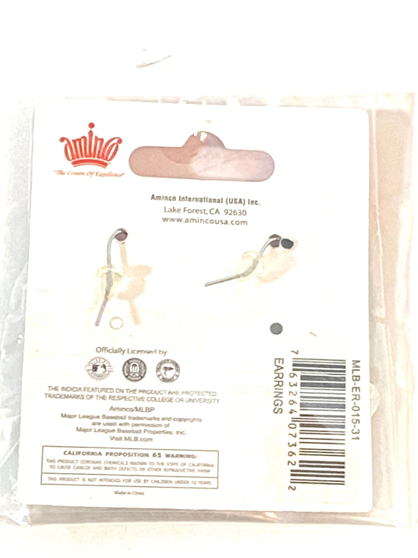 Washington Nationals MLB 2013 Hypoallergenic NOS "W" Dangle Earrings