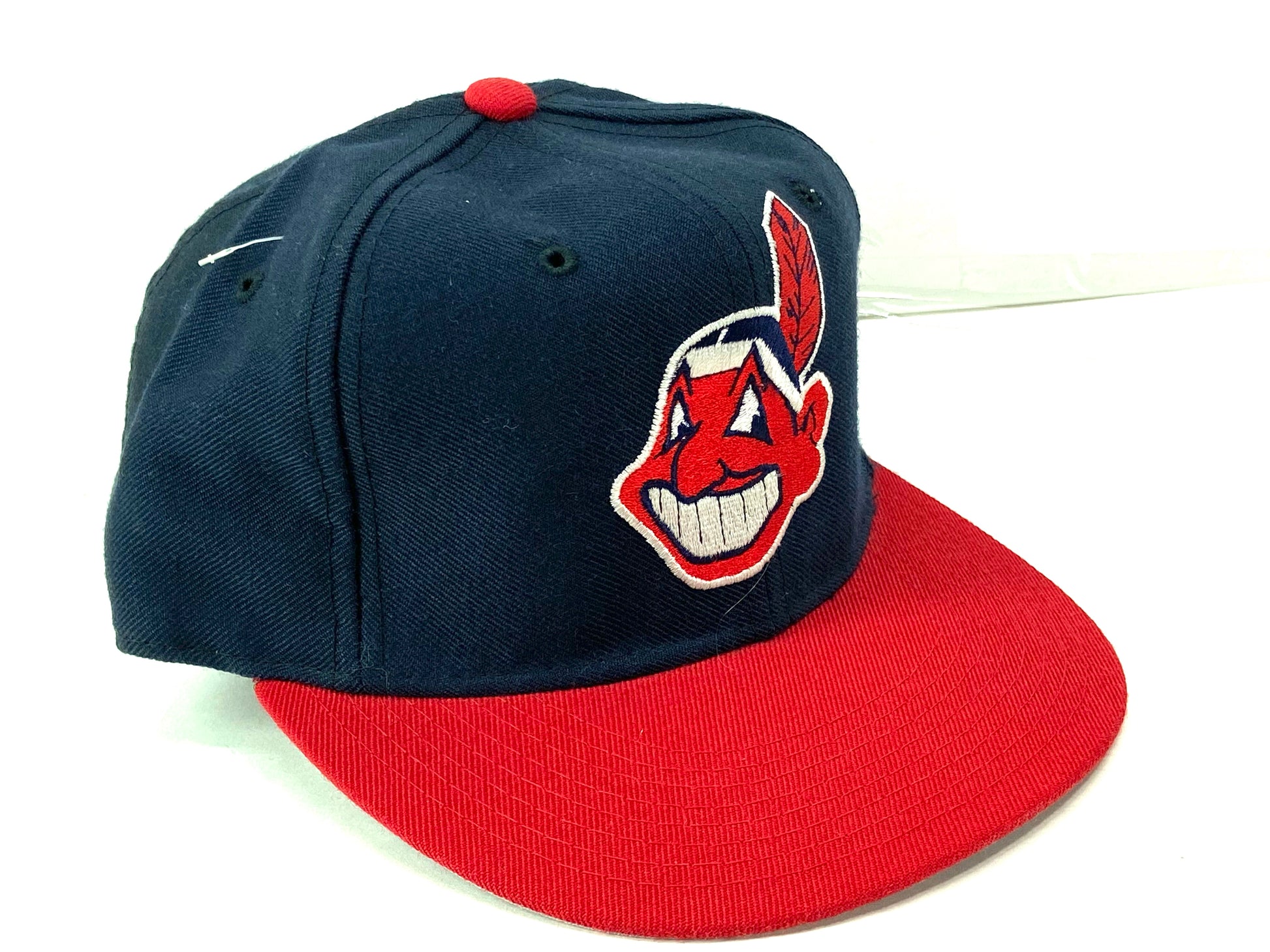 Cleveland Indians Hat Baseball Cap Fitted 7 3/8 Mitchell & Ness Wahoo Red  MLB