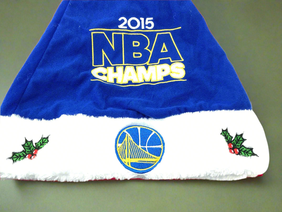 Golden State Warriors 2015 NBA Champs Blue Santa Hat