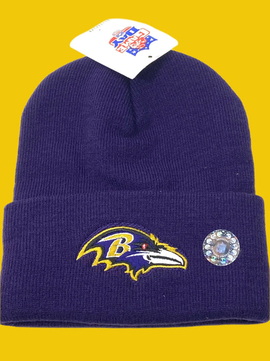 Baltimore Ravens Vintage NFL Purple Cuffed Logo NOS Knit Hat