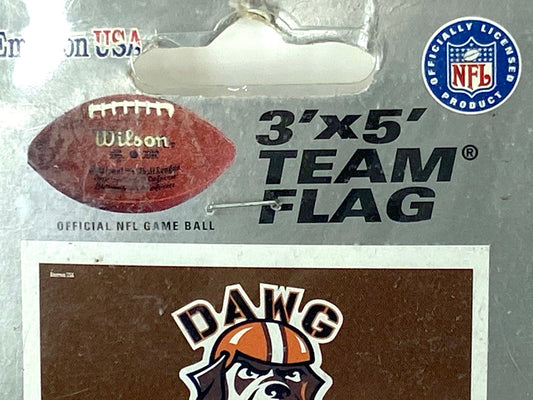 *(F2,SS2) Cleveland Browns Vintage 1999 NFL 3'x5' NOS Polyester Dawg Pound Flag