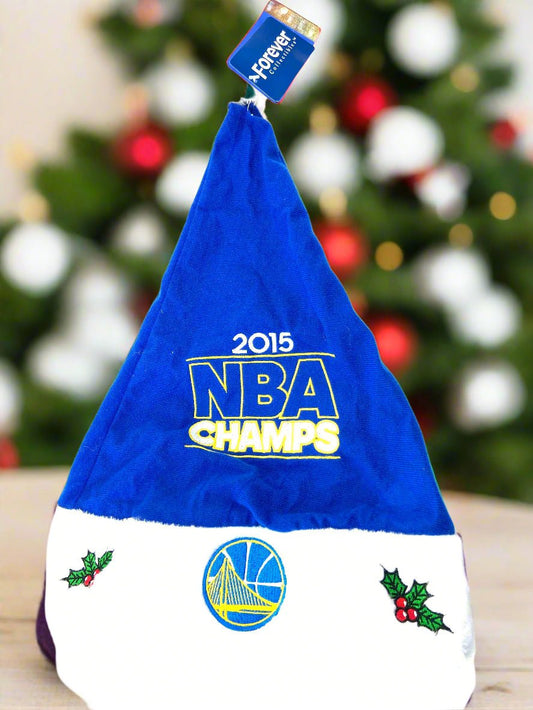 Golden State Warriors 2015 NBA Champs Blue NOS Santa Hat