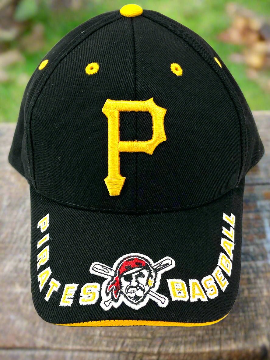 Pittsburgh Pirates NOS Vintage MLB Black "Clutch" Logo Hat by Twins Enterprise