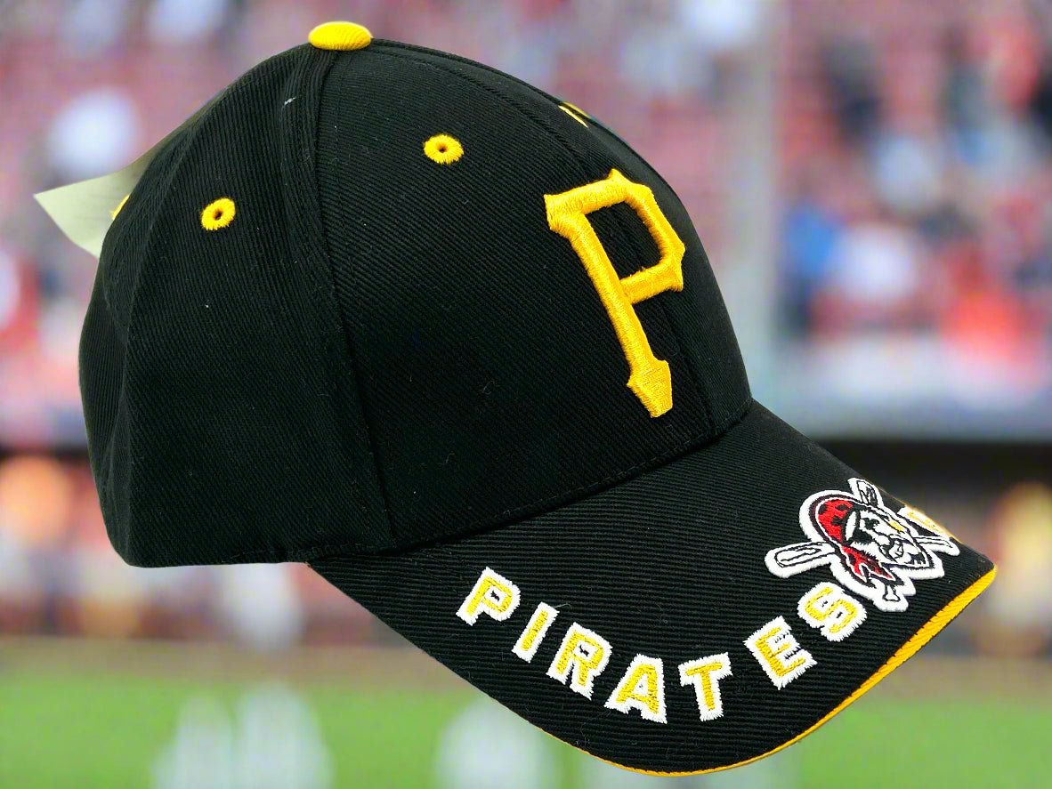 Pittsburgh Pirates NOS Vintage MLB Black "Clutch" Logo Hat by Twins Enterprise